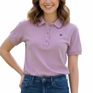 Kate Spade New York Ruffle Logo Polo Shirt Light Berry Pink Purple Size Medium